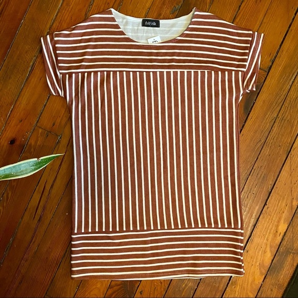Fab’rik Striped Shift Dress/ Tunic Rust & White Size Medium - Picture 1 of 5